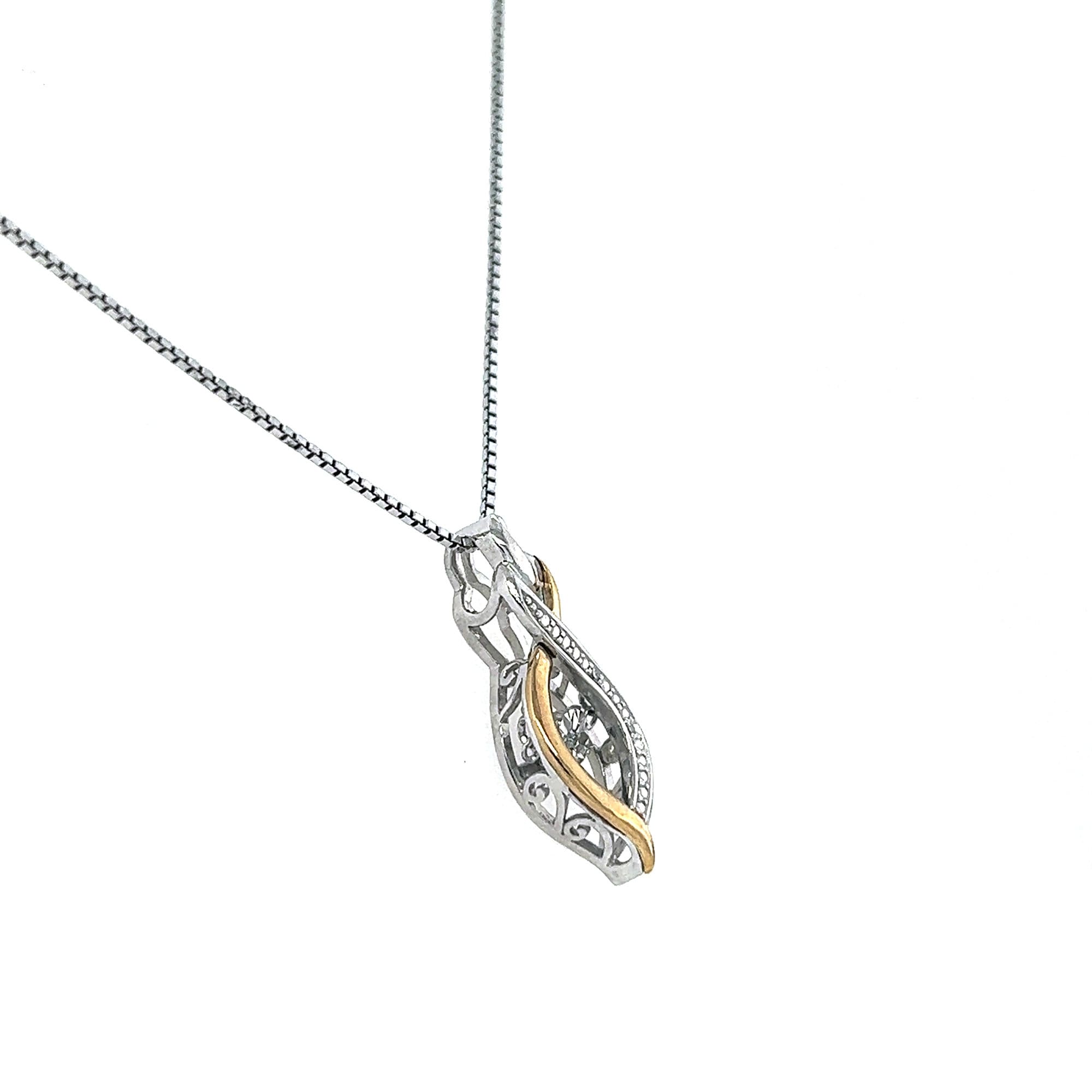Rocking Stone Collection-10KT Yellow Gold and Silver Diamond Pendant and Sterling Silver Necklace