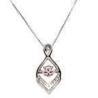 10K Yellow Gold And Silver Necklace With 'Rocking Stone' Created Ruby And White Sapphire