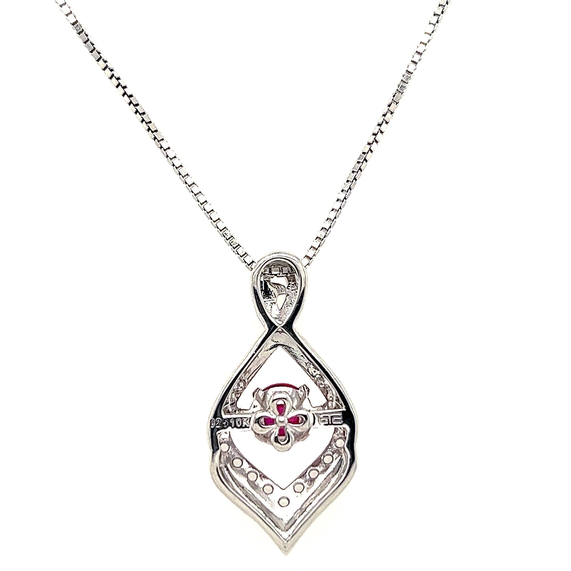 10K Yellow Gold And Silver Necklace With 'Rocking Stone' Created Ruby And White Sapphire