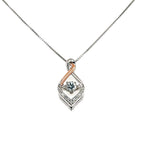 10KT Yellow Gold Rocking White Topaz Stone and Sterling Silver Pendant With A Box Chain Necklace