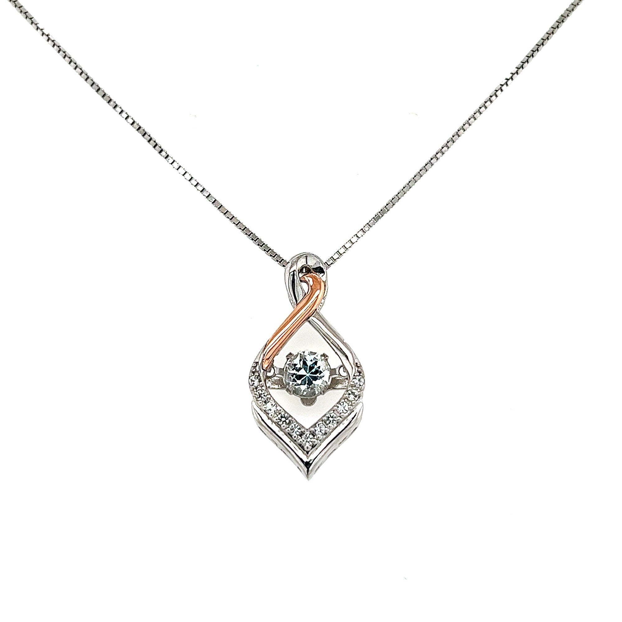 10KT Yellow Gold Rocking White Topaz Stone and Sterling Silver Pendant With A Box Chain Necklace