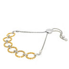 Exquisite 10KT Yellow Gold And Sterling Silver Adjustable Bracelet With 1/10 Carat Diamonds