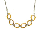 10KT Gold and Silver with Diamonds Adjustable Bracelet
