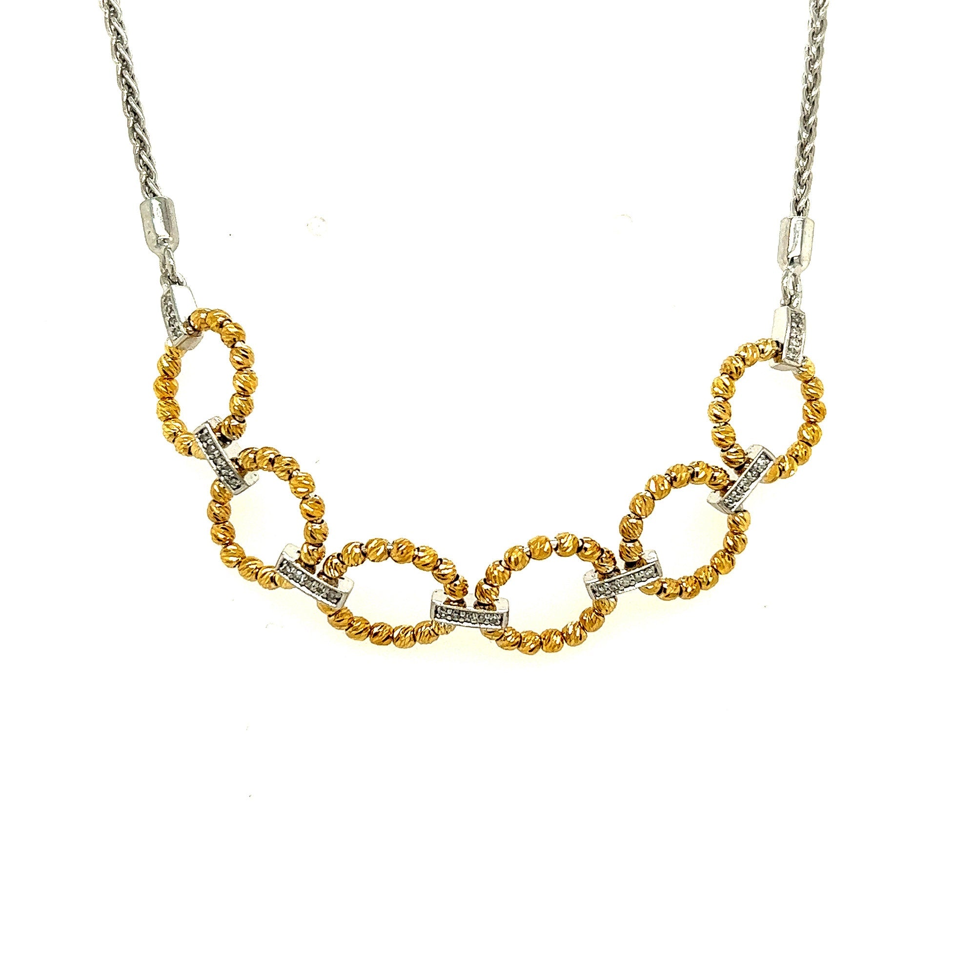 10KT Gold and Silver with Diamonds Adjustable Bracelet