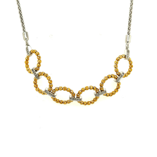 10kt Gold and Silver with Diamonds Adjustable Bracelet