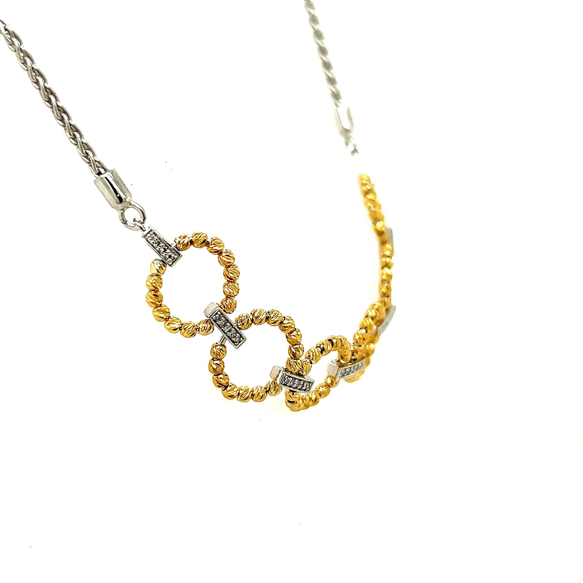 10KT Gold and Silver with Diamonds Adjustable Bracelet