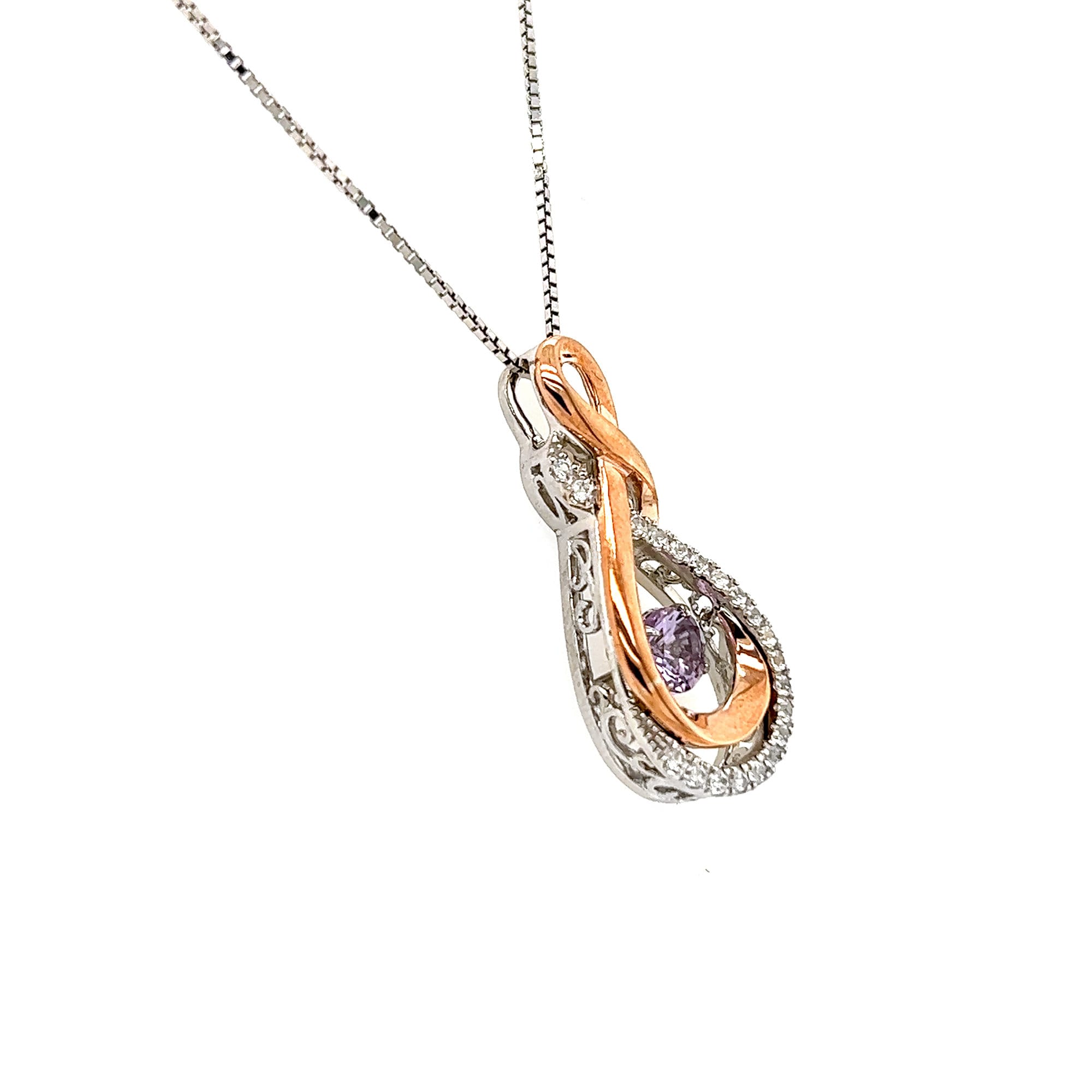 Rocking Stone Collection-Created Amethyst And White Sapphire Infinity Design Pendant In 10K Yellow Gold Ane Sterling silver