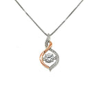 10KT Yellow Gold And Silver Necklace With Rocking White Topaz And 16 Small White Topaz Detail