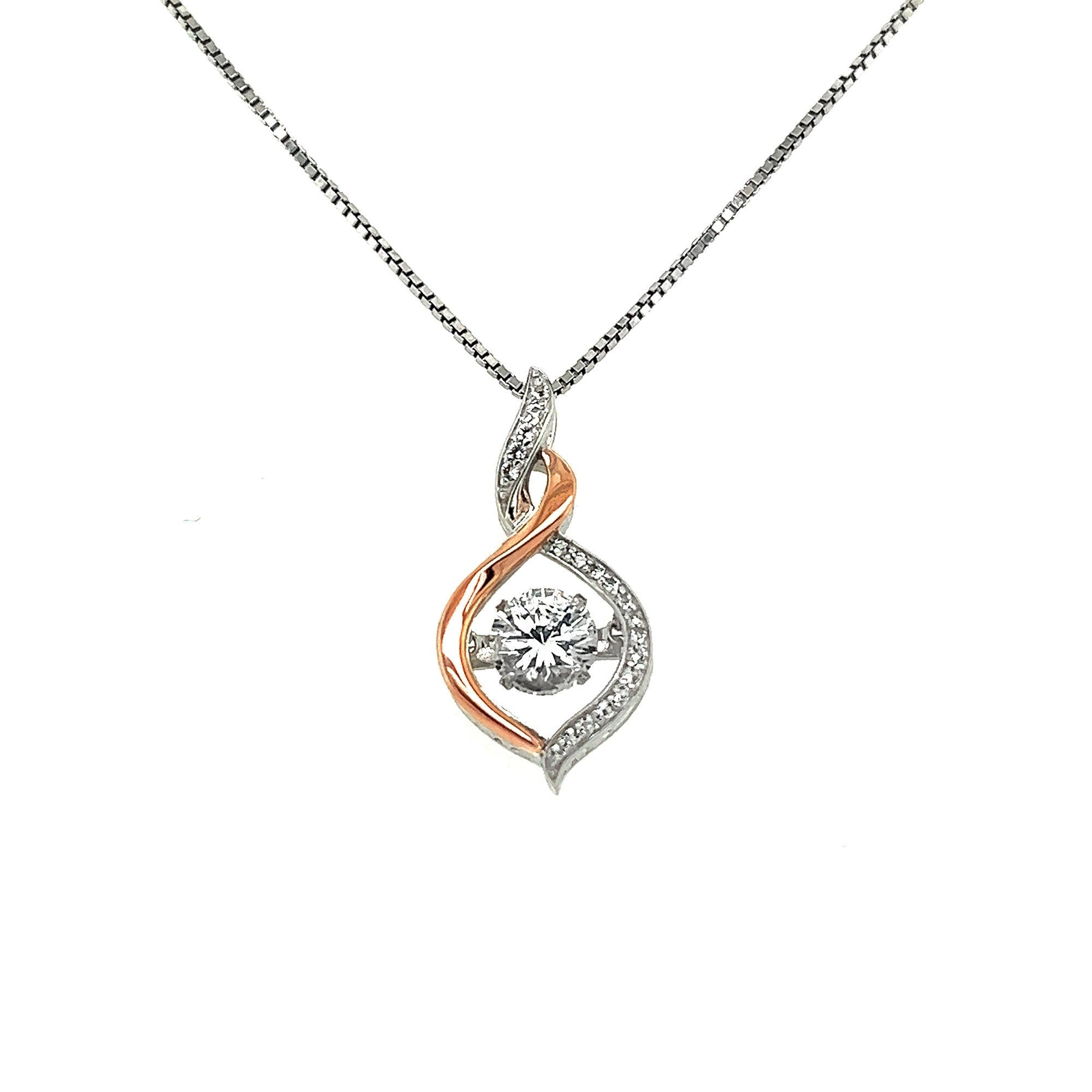 10KT Yellow Gold And Silver Necklace With Rocking White Topaz And 16 Small White Topaz Detail