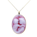 Mother and Child | Large Red Agate 14kt Gold Brooch Pendant