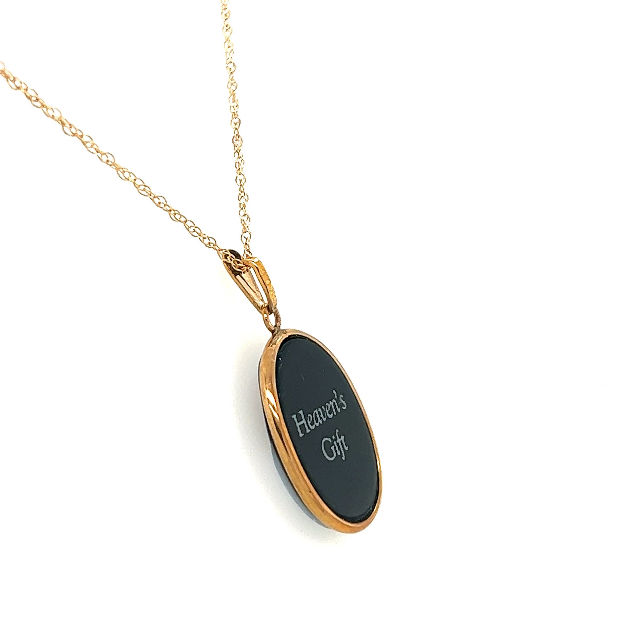 10K Gold & Diamond Accent "Heaven’s Gift" Blue Agate Cameo Pendant