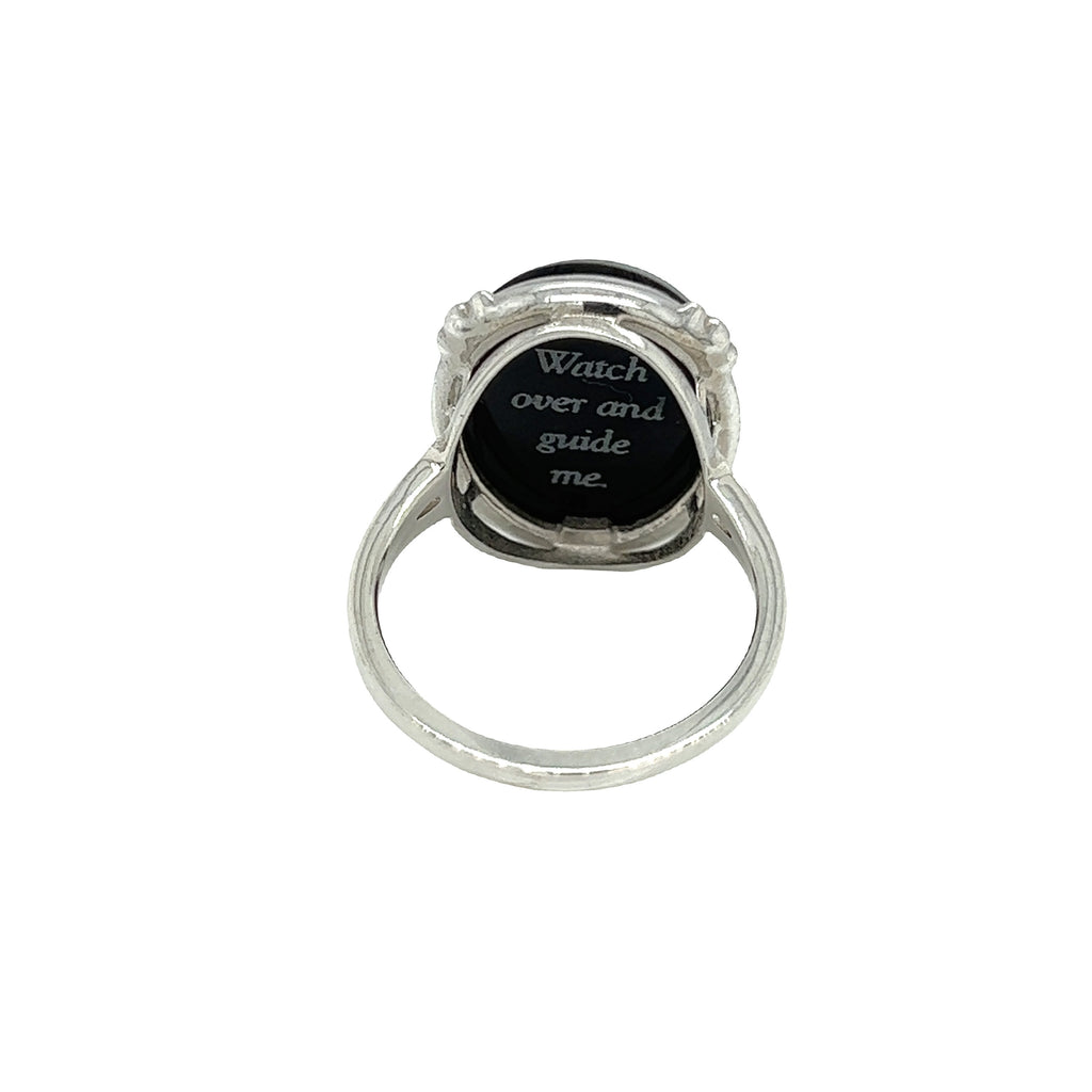 Sterling Silver Diamond Accent Star "Praying Angel" Blue Agate Cameo Ring