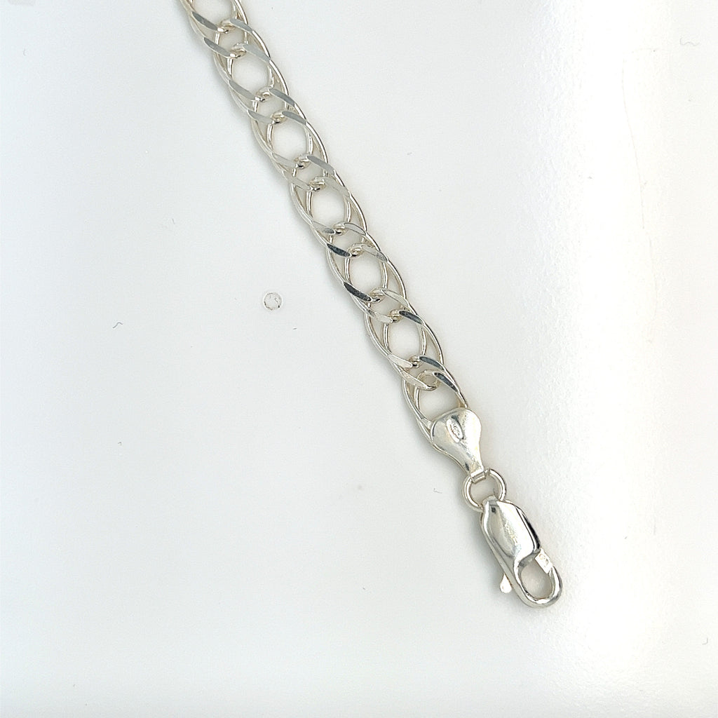 Double Figaro Link Ladies Sterling Silver Bracelet 7"