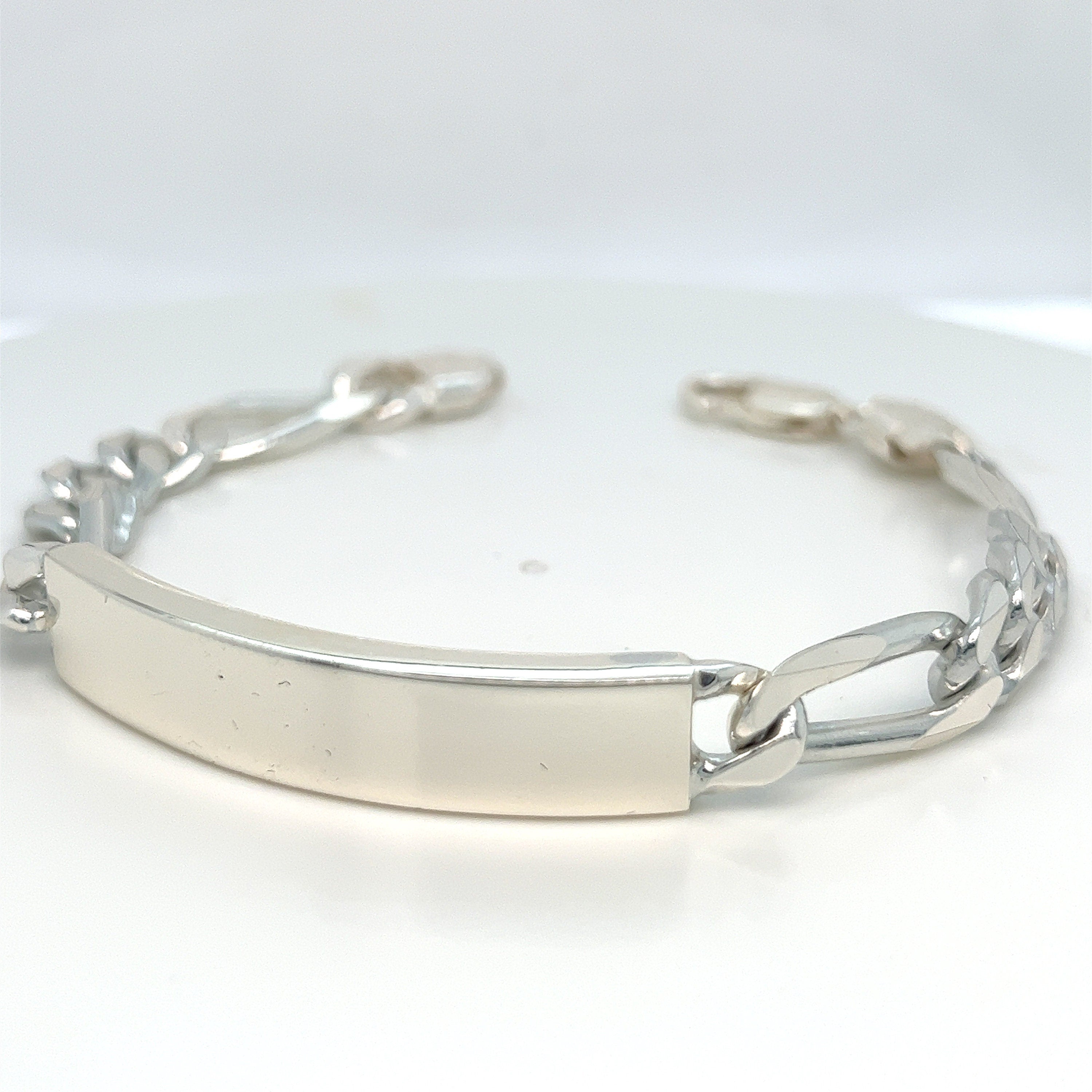Men's Sterling Silver Figaro 3+1 ID Bracelet 8"