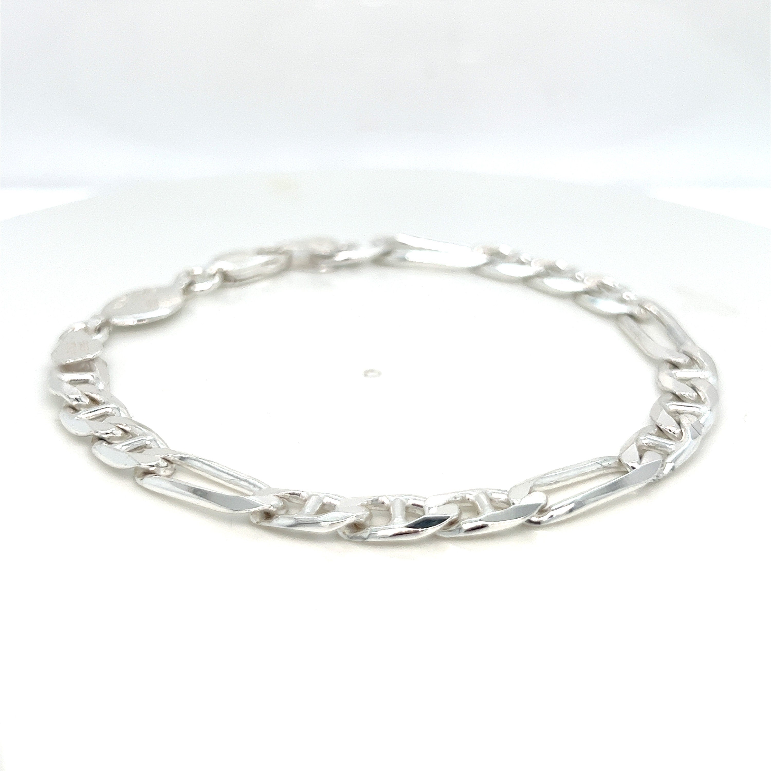 Men's Sterling Silver Figaro Link Bracelet