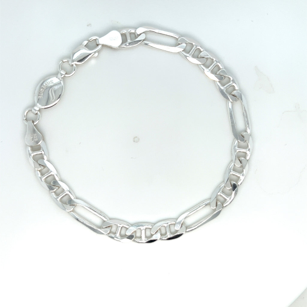 Sterling Silver Figaro Link 8" Bracelet