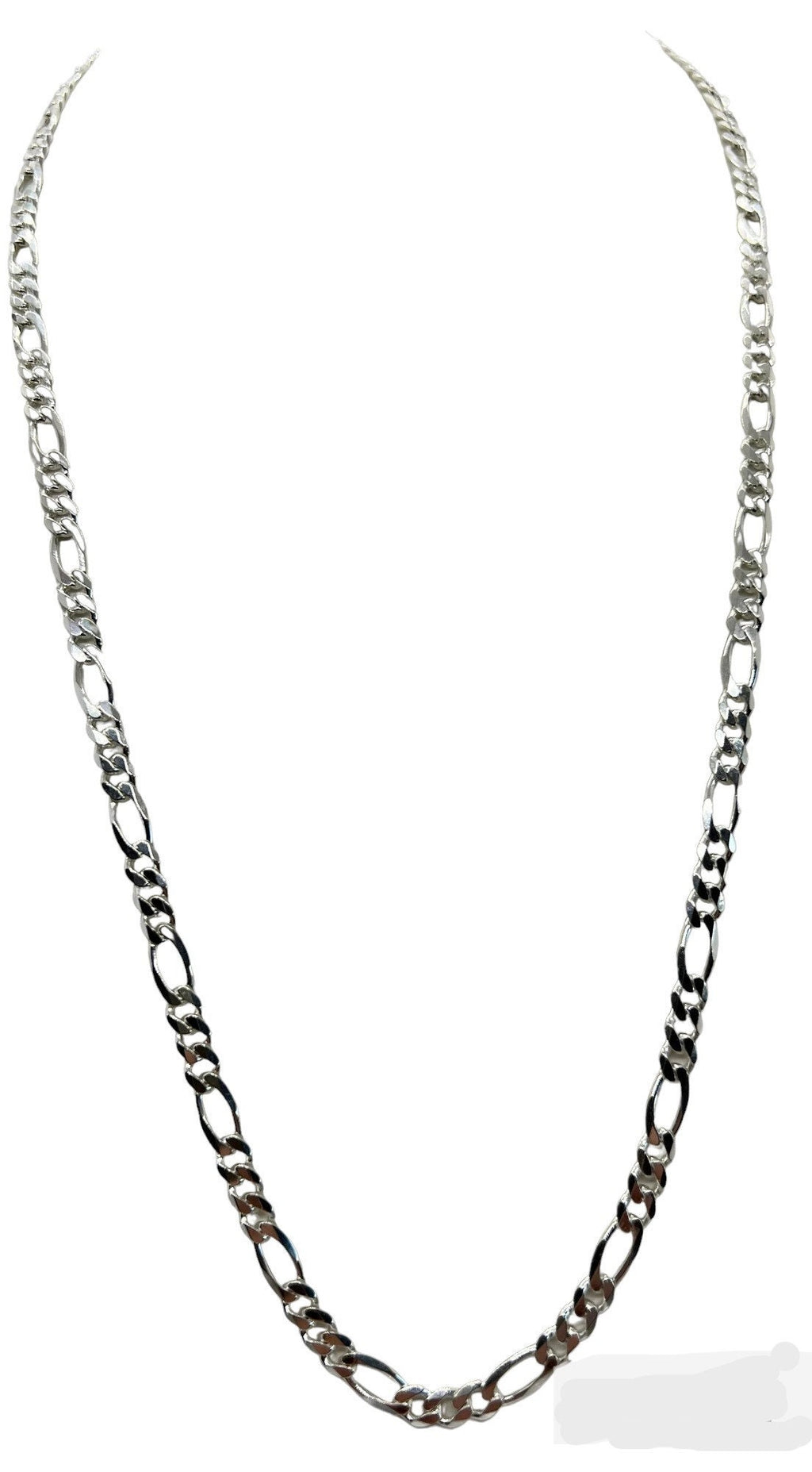 Sterling Silver Figaro Link  24" Necklace