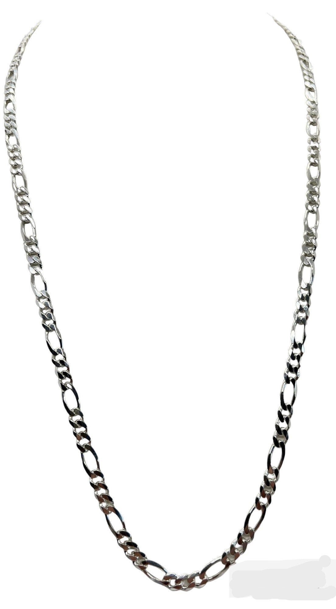 Sterling Silver Figaro Link  24" Necklace