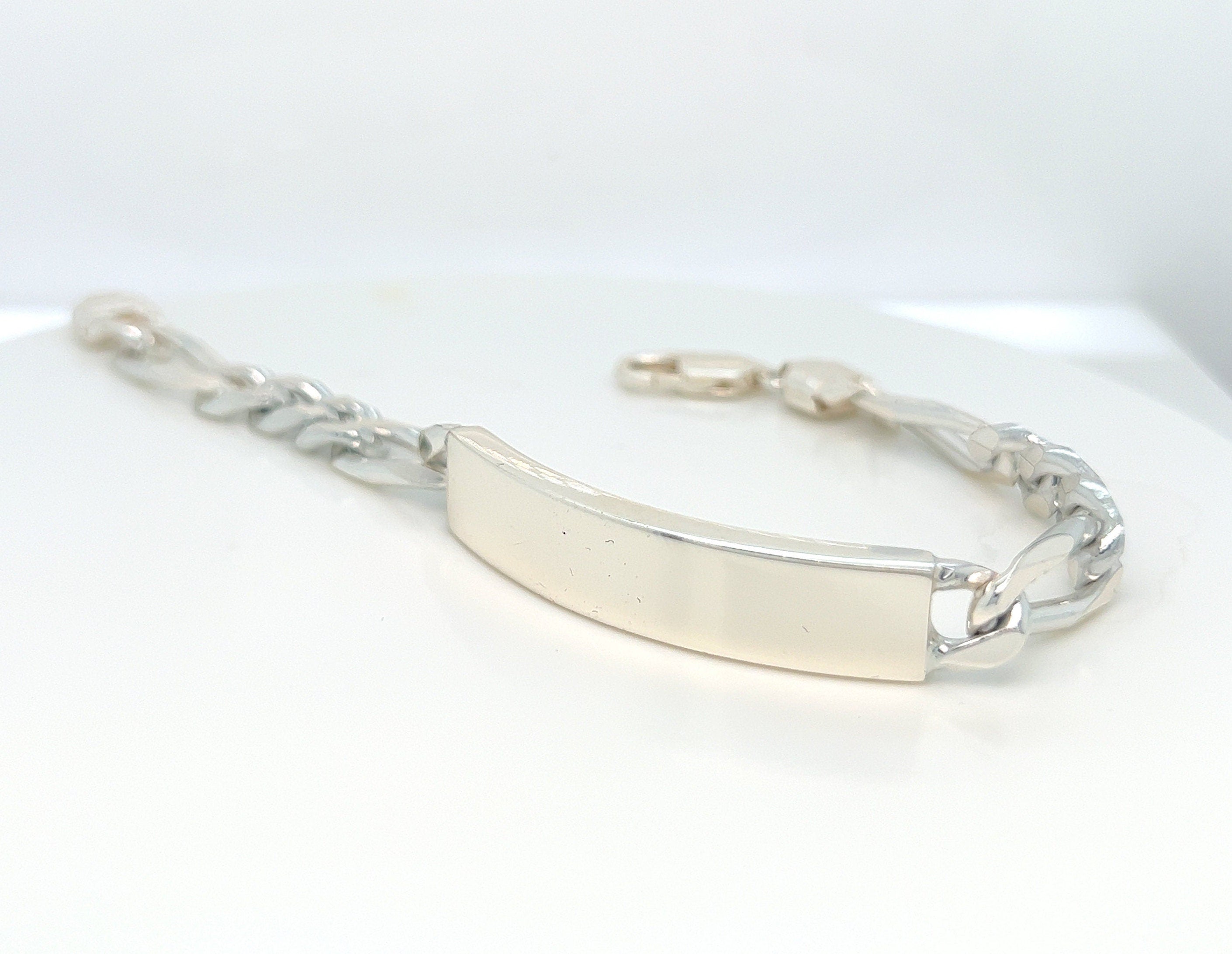 Sterling Silver Figaro 3+1 ID 8" Bracelet